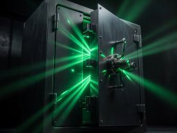 Hi-tech glowing bank safe with matrix light effects